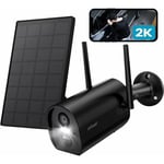 Iegeek - Surveillance Batterie Caméra Panneau Solaire Extérieur, Capteur de Mouvement pir Sans Fil 1080P IP65 Étanche - black