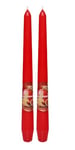 Dekohelden24 Lot de 2 bougies chandeliers parfumées au pain d'épices de Noël - Cinnamon et pomme - Rouge - Dimensions : H x Ø env. 25 x 2 cm - 60 g