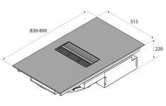 Airforce 0n-Board Essence 83cm Induction Hob with Central Downdraft-Touch control Black Glass finish