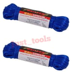 2 x 50M Clothes Line Strong Plastic weather Proof Washing Line Blue