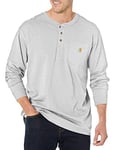 Carhartt Men's Loose Fit Heavyweight Long-Sleeve Pocket Henley T-Shirt, Heather Grey, XL