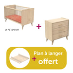 Sauthon Chambre Duo Arty, lit 140x70, commode, plan à langer offert