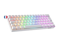 Geeky GK61 60% | Hot Swappable Clavier de Jeu Mécanique | 62 Touches Multicolores Rétroéclairées RGB LED pour Gaming PC/Mac | ISO FR AZERTY Clavier Français (Blanc, Mechanical Black)