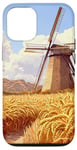 iPhone 12/12 Pro Wheat Fields With Windmills Landscape Vintage Graphic Case