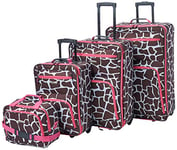 Rockland Luggage 4 Piece Luggage Set, Pink Giraffe, One Size