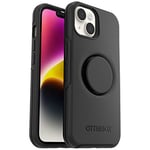 OtterBox iPhone 14 & iPhone 13 Otter + Pop Symmetry Series Case - BLACK, integrated PopSockets PopGrip, slim, pocket-friendly, raised edges protect camera & screen