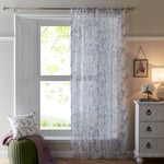 Dreams & Drapes - Rideau en Voilage Simple pour fenêtres 140 x 122 cm - Rideau en Voile pour Chambre/Salon - Rideau Transparent en Voile Floral et Feuilles - Voilages intérieurs - Collection Jazmine