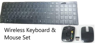 Black 2.4Ghz Wireless Keyboard & Mouse Set for Sony Bravia KD-43X8308C Smart TV