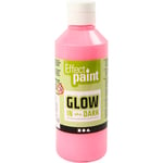 Glow in the Dark, Självlysande Färg, fluorescerande ljusröd, 250ml/ 1 flaska