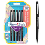 Stylos feutres Paper Mate Flair - Marqueurs à pointe moyenne (0,7 mm) - Encre noire - Pour l’écriture, le dessin et les croquis - 5 unités