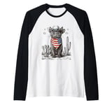 Black Cat in Cowboy Boots Raglan Baseball Tee