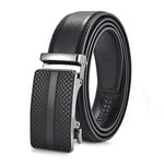 FEFLO Ceinture Homme Cuir Réglable à Cliquet Ceinture Boucle Automatique (L, longueur de la ceinture 115cm, convient à la taille 88cm~98cm) Noir, pour Jeans et Costumes, 3.5cm