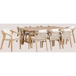 Sklum - Ensemble de Table Rectangulaire (200x100 cm) et 8 Chaises de Salle à Manger en Bois d'Acacia Dubaï Blanc Gardenia