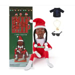 Snoop On A Stoop Jultomte Dockor Svart Tomte Dockor 118 Tum Handgjord Hip Hop Dockor Plysch Leksaker Presenter För Hem Trädgård Dog with gift box