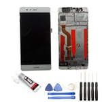 VITRE TACTILE + ECRAN LCD SUR CHASSIS POUR HUAWEI  P9 5.2" BLANC +OUTILS + COLLE