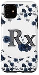 iPhone 11 RX Pharmacy Themed Gift Blue Floral Pattern Case