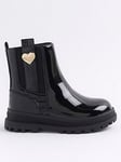 River Island Mini Mini Girl Patent Stud Chelsea Boots - Black, Black, Size 9 Younger