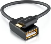 0,1m USB 2.0 OTG Câble D'Adaptateur Nylon + Connecteurs Métalliques Micro USB sur USB Câble de Données Connecte Smartphone & Tablette avec Clé USB - Noir.[G532]