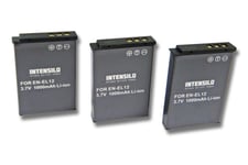 3x Batterie Li-Ion INTENSILO 1000mAh (3.7V) pour appareil photo, caméscope Nikon CoolPix S9300, S9400, S9500, S9600, S9700 Remplace: EN-EL12.