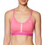 NIKE Women's Df Indy V-Neck Bra T-Shirt, Pink Spell/Cosmic Fuchsia/Whit, XL