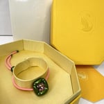 Swarovski Pink Crystal Bracelet Green Dulcis Cord Adjustable Boxed