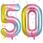 OFFCUP Ballon Chiffre 50 arc-en-ciel | Ballon Anniversaire 50 An 101cm | Numéro de Ballon | Décoratif Ballon | D'hélium Decoration Anniversaire Fête Vacances Ans Anniversaire