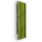 ILO - Radiateur Soufflant Mural - 1250W - +28 Motifs- Extra Plat, Verre- IP44 - Vertical- Programmable, Silencieux - Bambous Droits