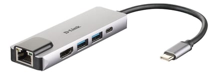 5-i-1 USB-C Hub med HDMI / Ethernet og strømforsyning