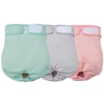 Avont 3 Couches Lavables pour Chien Femelle, Culotte Protection Confort Nappy Lors des Périodes Physiologiques, de Chaleurs, d'Incontinence-Rose/Mint/Gris-L(45.5-61cm)