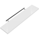 Etagère murale flottante mdf robuste effet flottant support de fixation inclus étagère bois rangement livre décoration cd 90 cm Blanc brillant