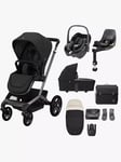 Maxi-Cosi Fame Pushchair, Carrycot and Accessories with Pebble 360 Car Seat Base Bundle, Black