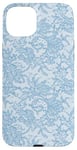 Coque pour iPhone 15 Plus Dentelle bleue bleuet vintage avec fleurs