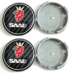 4 st 63mm Blå Kolfiber Svart Bil Hjulcentreringsskydd Fälgar Navkapslar För SAAB 9 3 9 5 9-3 9-5 SAAB Emblem Badge Tillbehör Yalo carbon 4pcs