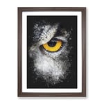 Eye Of An Owl Paint Splash Modern Framed Wall Art Print, Ready to Hang Picture for Living Room Bedroom Home Office Décor, Walnut A4 (34 x 25 cm)