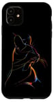 iPhone 11 Vibrant Cat Silhouette Line Drawing Beauty Case