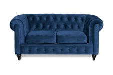 Manor House CHESTERFIELD Soffa 2-sits Blå Sammet - 2-sits soffor