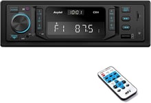 RDS Autoradio Bluetooth 5.0,1 DIN Poste Radio Voiture,Bouton Lumineux 7 Couleurs,9-30V,60W X 4 Compatible FM/AM/AUX/USB/Télécommande,Affichage de l'heure,Sauvegarde de 30 Stations(Q186)