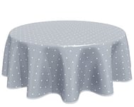 Home Direct Round Oilcloth PVC Wipe Clean Tablecloth Table Cover 160cm 62" Stars Grey Light