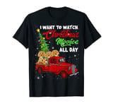 Christmas Movies Funny Cockapoo Movies Red Truck Christmas T-Shirt