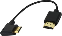 Mini Câble Hdmi Vers Hdmi 15 Cm 90 Degrés Haute Vitesse 4K Mini Hdmi Mâle Vers Hdmi Mâle Cordon Court Prend En Charge Ethernet, 3D, Retour Audio(Black Left)[VID060864]