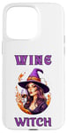 Coque pour iPhone 15 Pro Max Sorcière du vin d'Halloween buvant sa potion