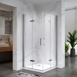 ATEA Porte de douche d'angle H.190 cm pliante et pivotante - verre transparent 70 x 90 cm - Saniverre