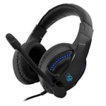 DeepGaming Casque Gaming avec Microphone Flexible, Prise Jack 3,5 mm, lumières LED avec USB, Compatible avec PS4, PS5, PC, Switch, Xbox Series. Noir