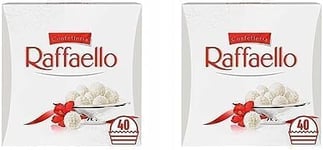 Ferrero Raffaello Pralines, White Chocolate Gift, Wedding Gifts, Gifts for Women and Men, Teacher Gifts, Party Chocolate Box, Coconut, Crunchy Whole Almond and Smooth Cream, Box of 40 (400g)