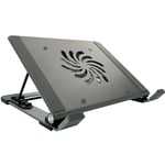 Laptop / MacBook justerbar hållare i aluminium - 28,8x26,2 cm - Med cooling fan - Grå