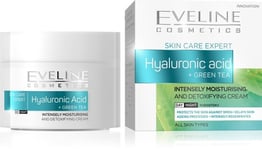 Eveline Hyaluronic Acid Green Tea Intensely Moisturising Detoxifying Cream 50ml