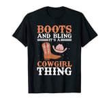 Funny Cowgirl Boots Bling Women Cute Love Country Life T-Shirt