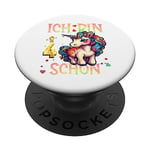 Kinder ich bin schon 4 anniversaire licorne 4 ans fille PopSockets PopGrip Adhésif