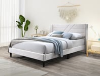 Galenia Fabric Bed Queen Beige with Mem23 Mattress - Mattresses - PR219889