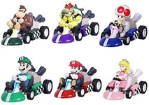 HUAWELL Supe Mari Bs Kart Lot de 6 voitures et motos Luigi Yoshi Toad Princesse Peach Donkey Kong 6,3 cm pour enfants + cadeau